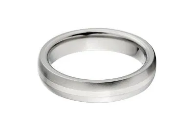 New 4mm Wide Titanium Ring, Sterling Silver Inlay Band: 4HR11GBR-SSINLAY