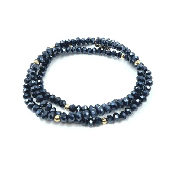 OG Shimmer Bracelet Stack in Metallic Navy   Gold Filled