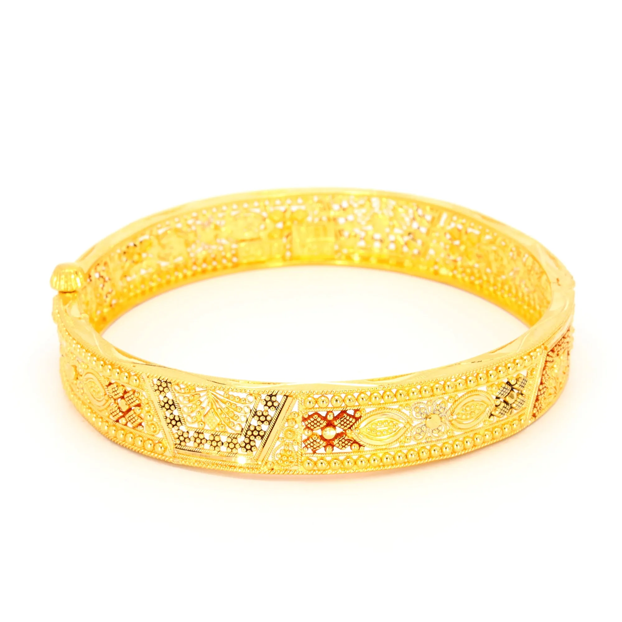 Open-Work Hinged Bangle Bracelet