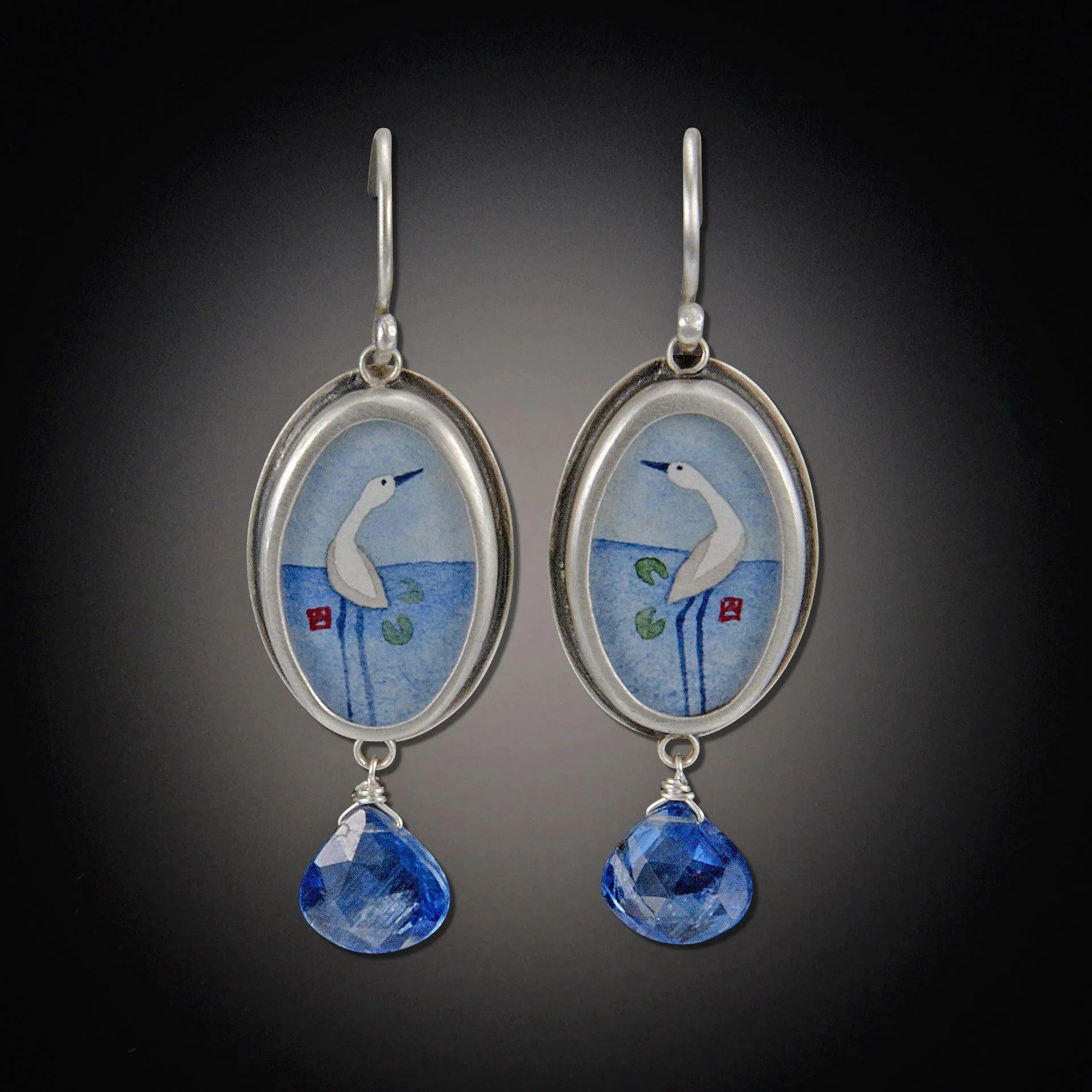 Oval Crane Earrings