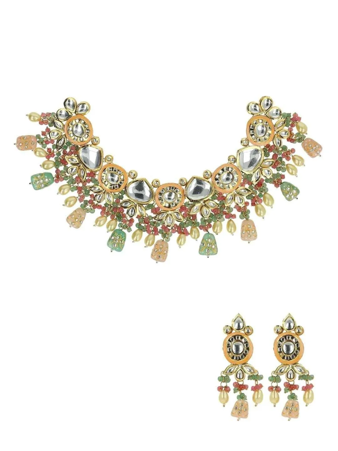 Paloma Rao In Kundan With Meena Design Necklace Set