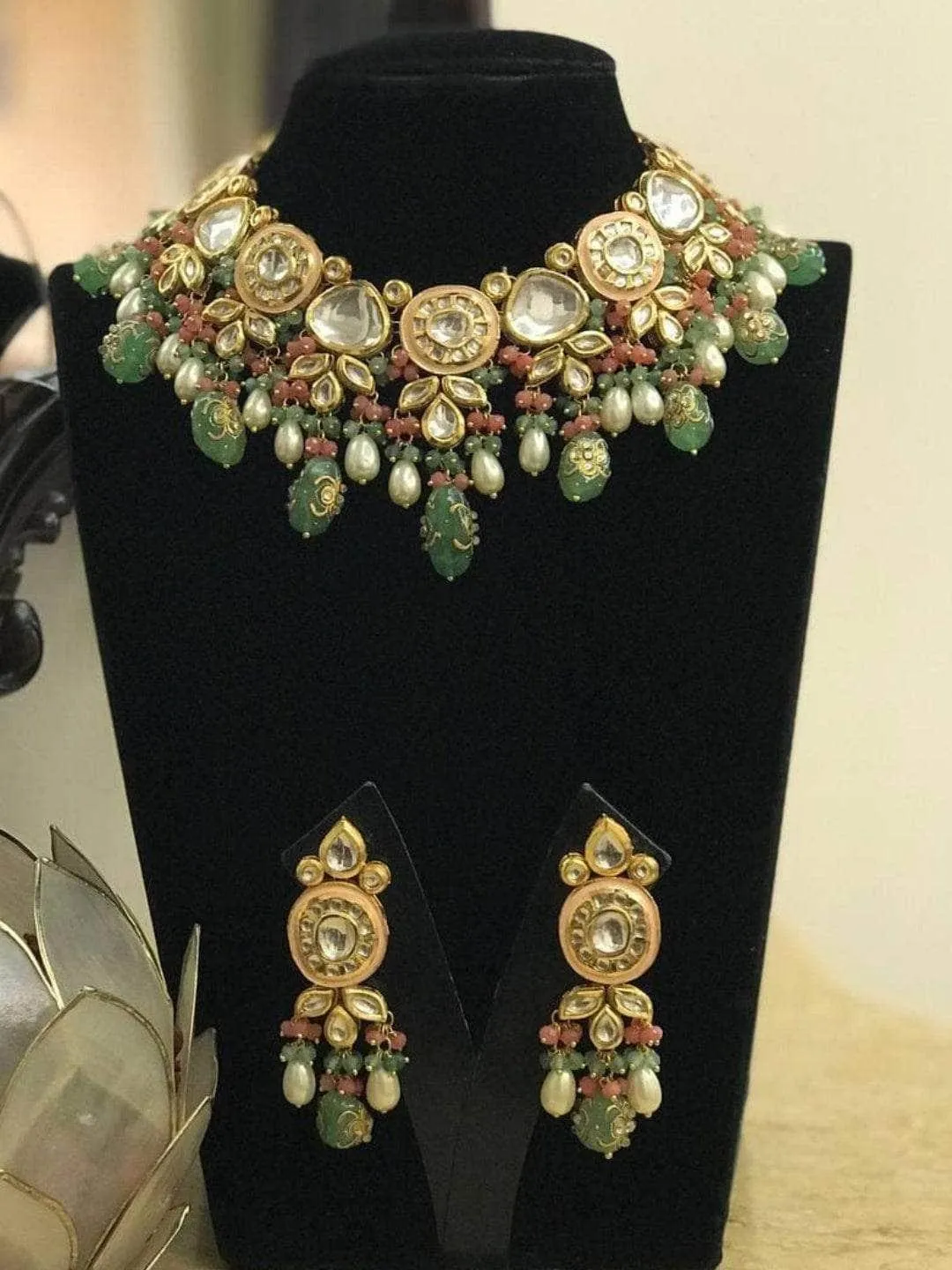 Paloma Rao In Kundan With Meena Design Necklace Set