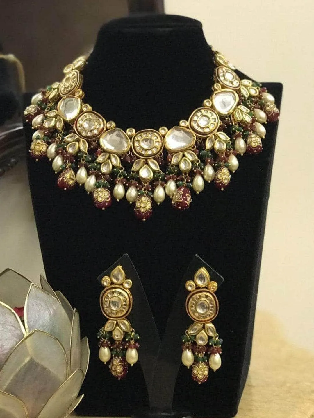 Paloma Rao In Kundan With Meena Design Necklace Set