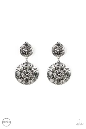 Paparazzi Earring ~ Magnificent Medallions - Silver