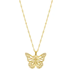 Pave Butterfly Necklace gold