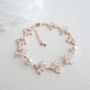 Pearl & Rose Gold Bracelet for Wedding-Rosa