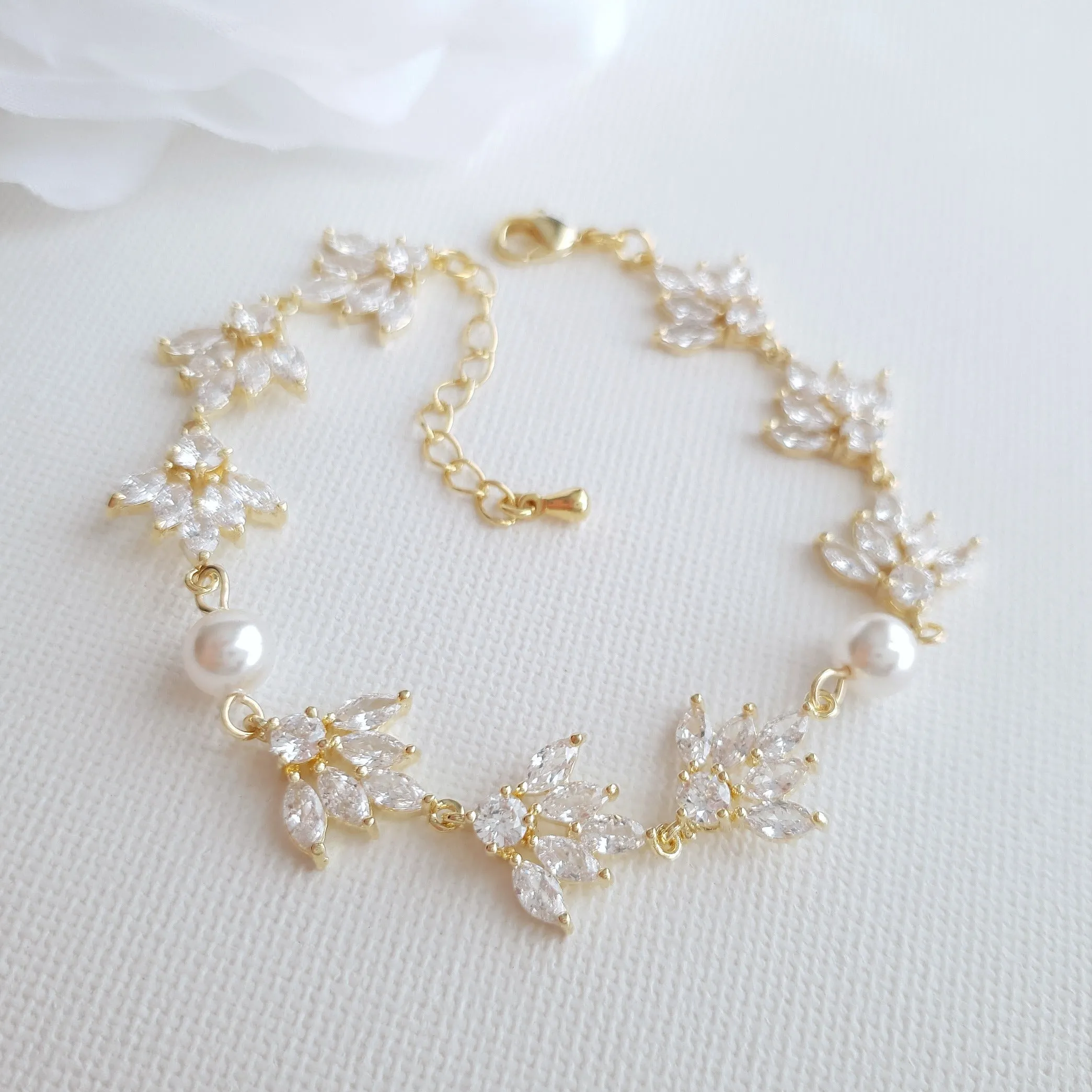 Pearl & Rose Gold Bracelet for Wedding-Rosa