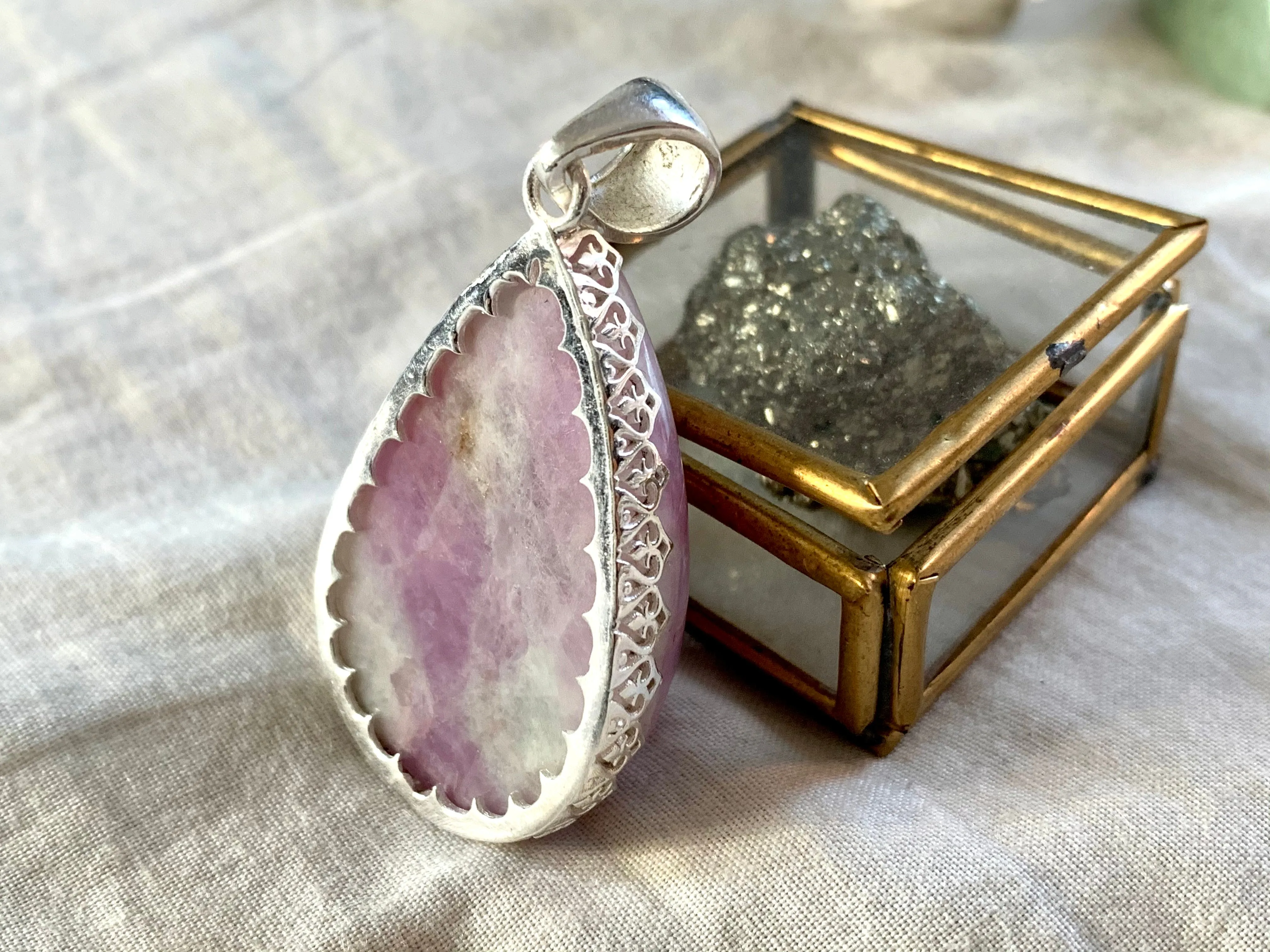 Pink Kunzite Lilith Pendant - Large Teardrop