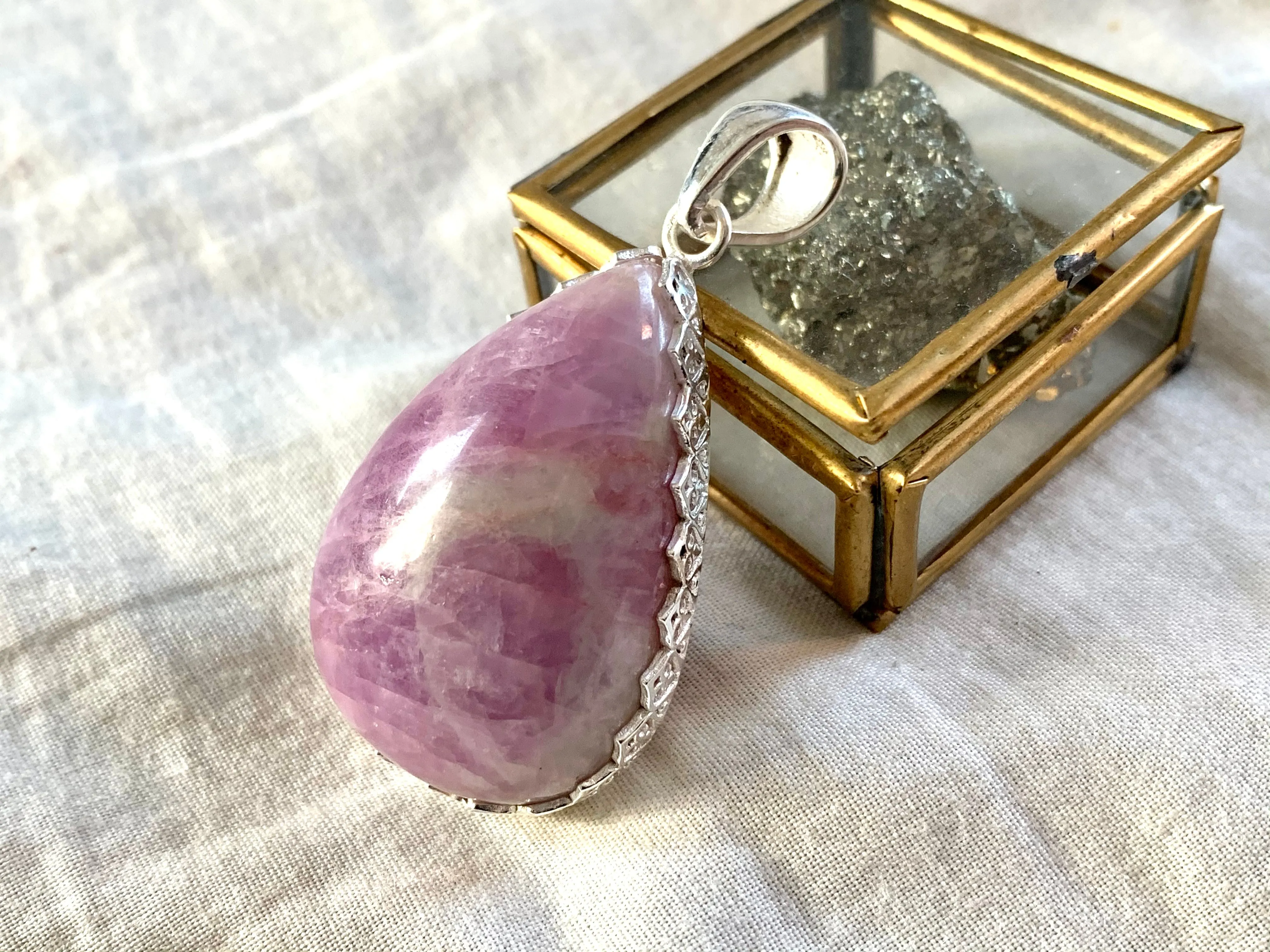 Pink Kunzite Lilith Pendant - Large Teardrop