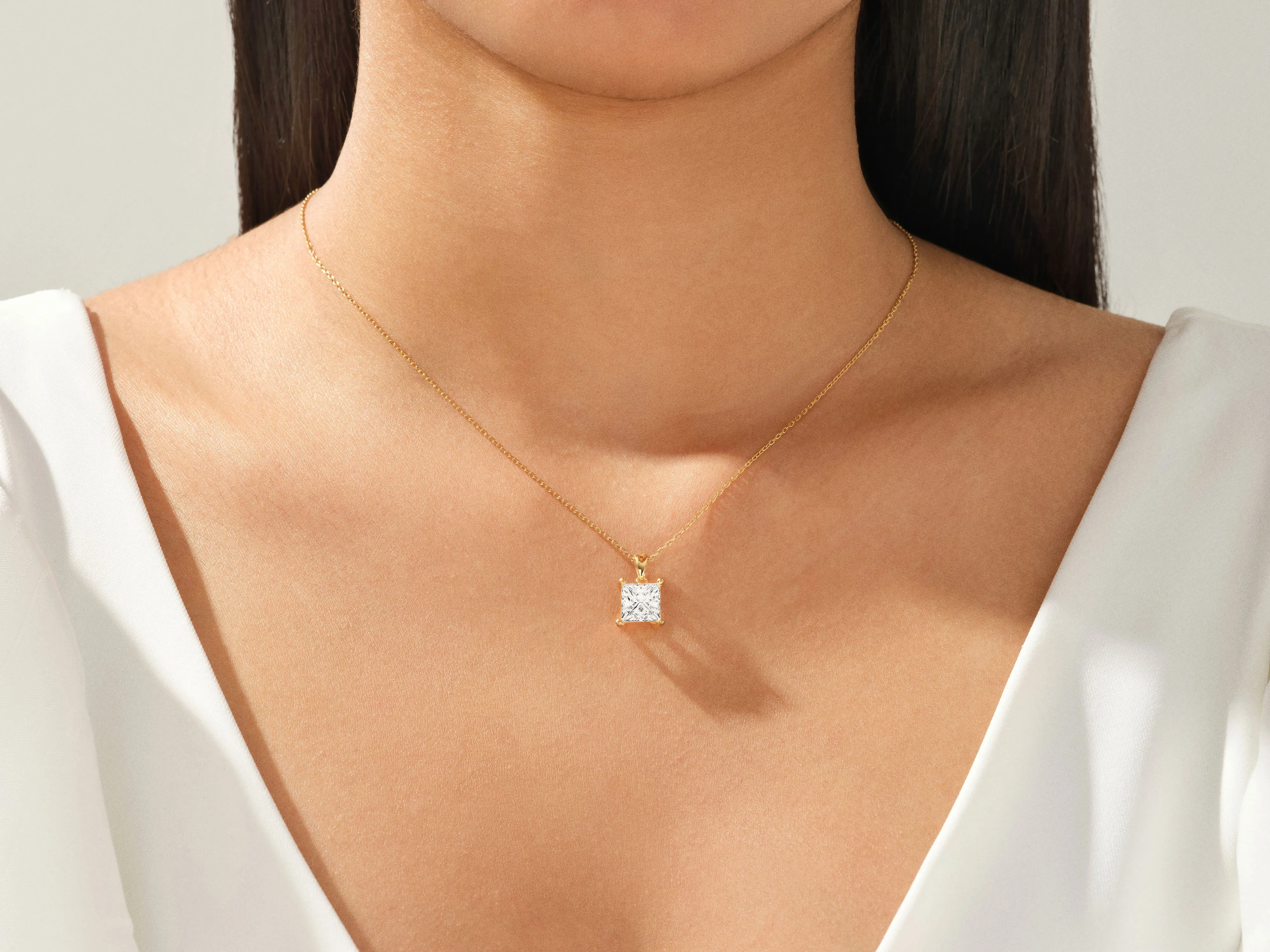 Princess Cut Lab Grown Diamond Solitaire Pendant (2.00 CT)