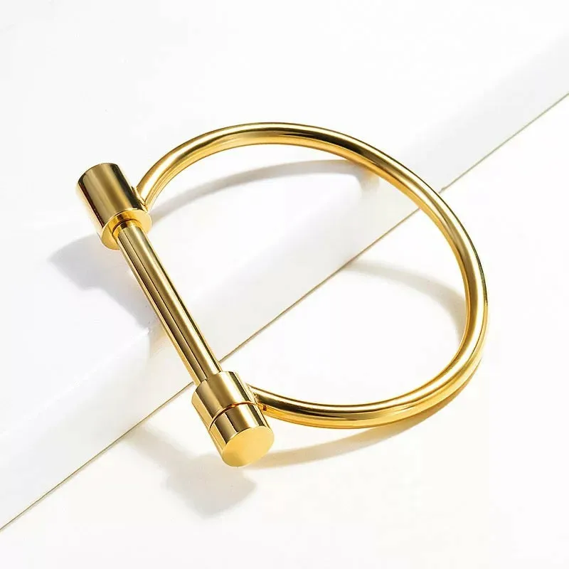 Pulse Gold Screw-Bar Cuff Bangle