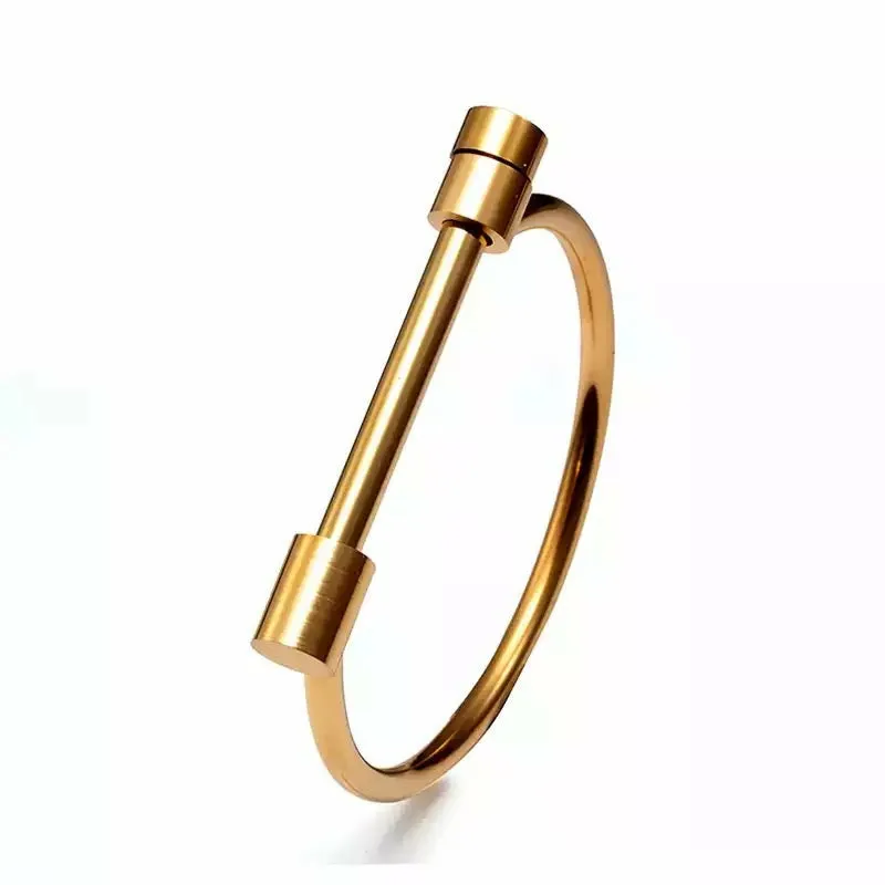 Pulse Gold Screw-Bar Cuff Bangle