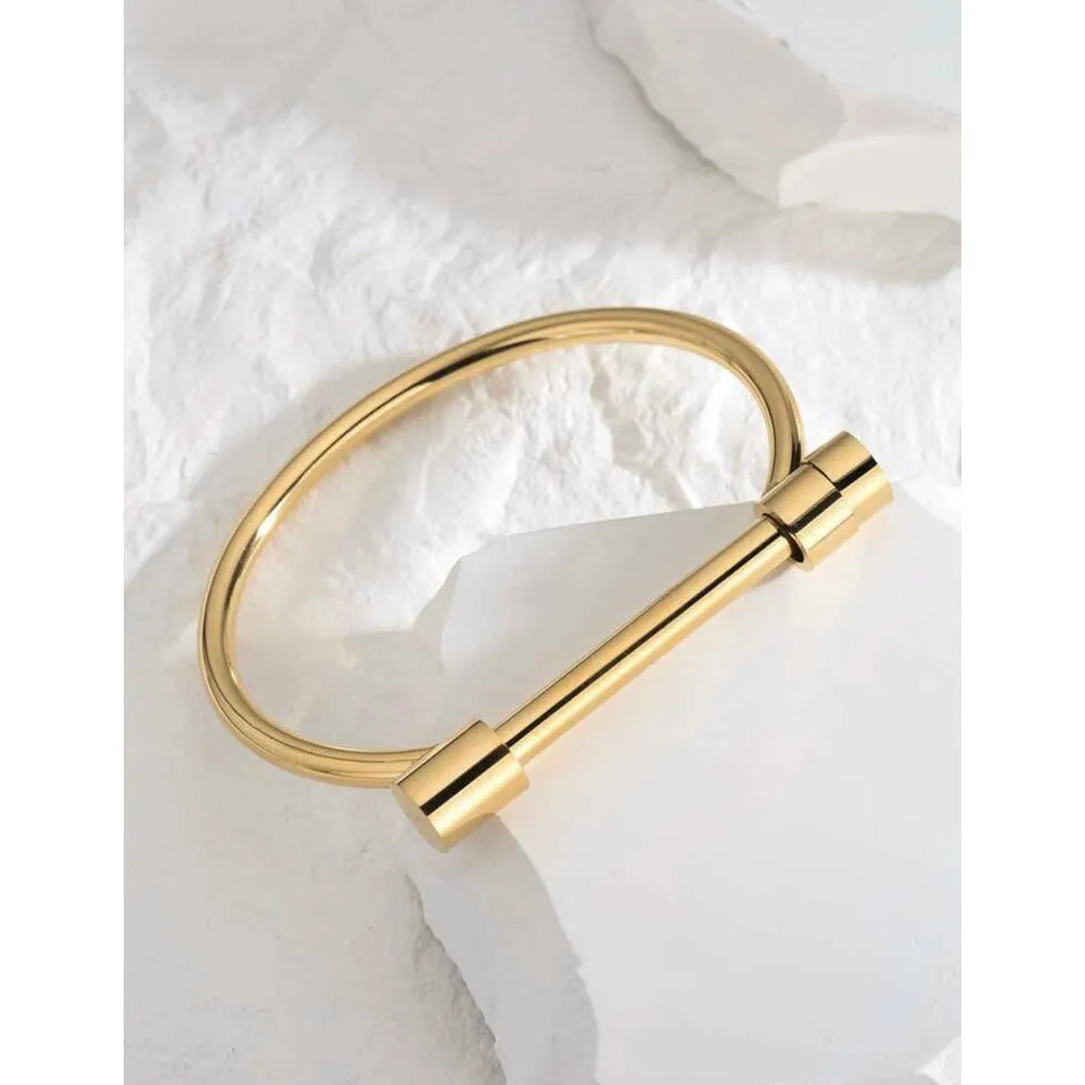 Pulse Gold Screw-Bar Cuff Bangle