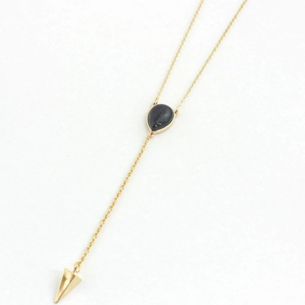 Purple Natural Stone Gold Lariat Necklace