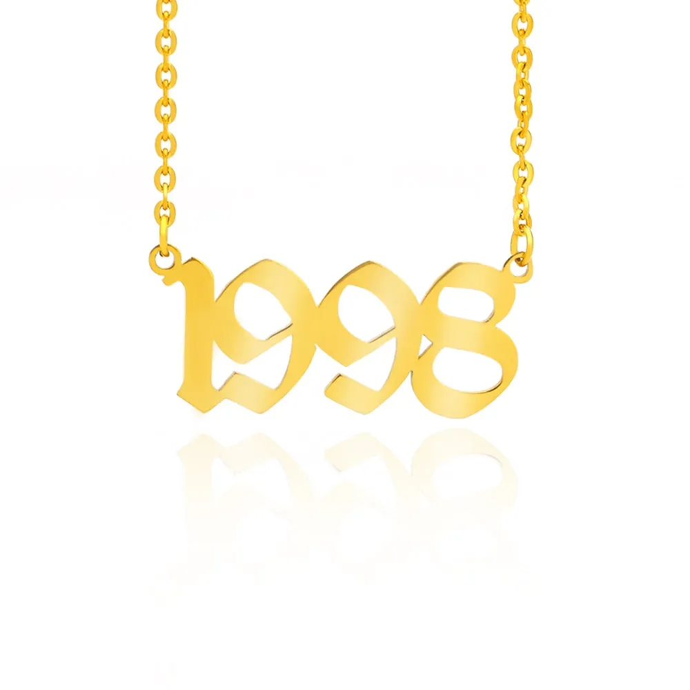 " Born In" Gold Pendant Necklace