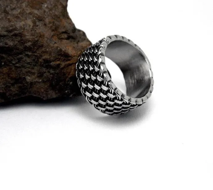 Retro Cool Weaved Rings For Men Famous Brand Wedding Jewelry Fashion Stainless Steel Mens Rings Man Ring Anel