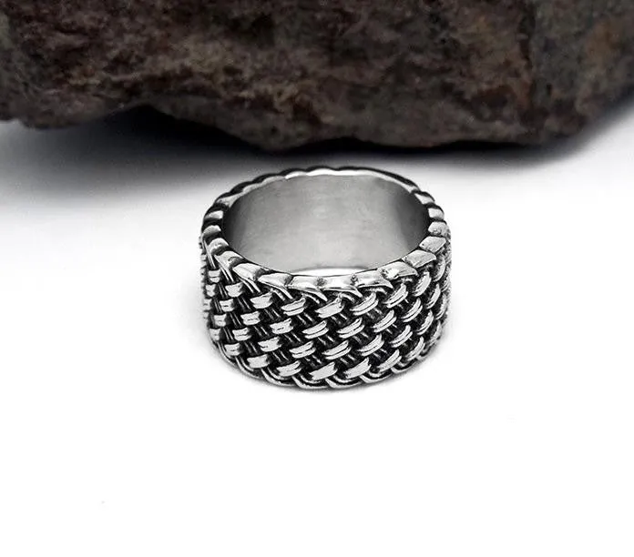 Retro Cool Weaved Rings For Men Famous Brand Wedding Jewelry Fashion Stainless Steel Mens Rings Man Ring Anel