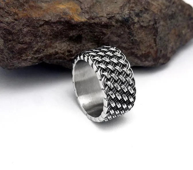 Retro Cool Weaved Rings For Men Famous Brand Wedding Jewelry Fashion Stainless Steel Mens Rings Man Ring Anel