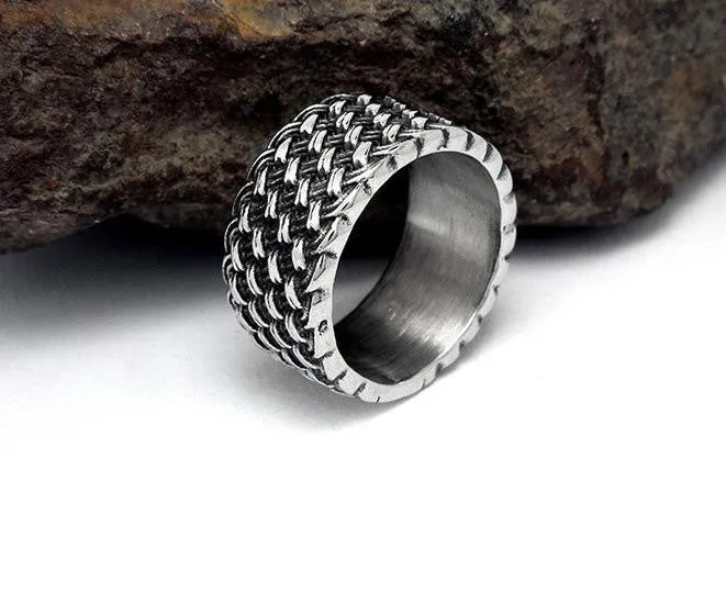 Retro Cool Weaved Rings For Men Famous Brand Wedding Jewelry Fashion Stainless Steel Mens Rings Man Ring Anel