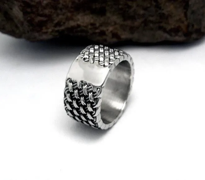 Retro Cool Weaved Rings For Men Famous Brand Wedding Jewelry Fashion Stainless Steel Mens Rings Man Ring Anel