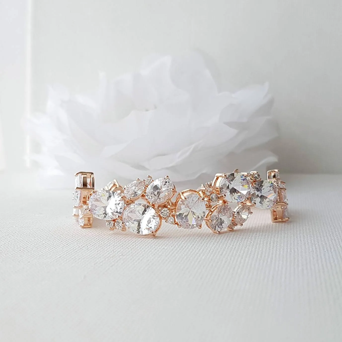 Rose Gold Bridal Bracelet, Wedding Bracelet, Crystal Bridal Bracelet, Oval CZ, Gold Bridal Bracelet, Wedding Bridal Jewelry, Emily