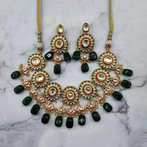 Round Meena Kundan Choker And Earring Set