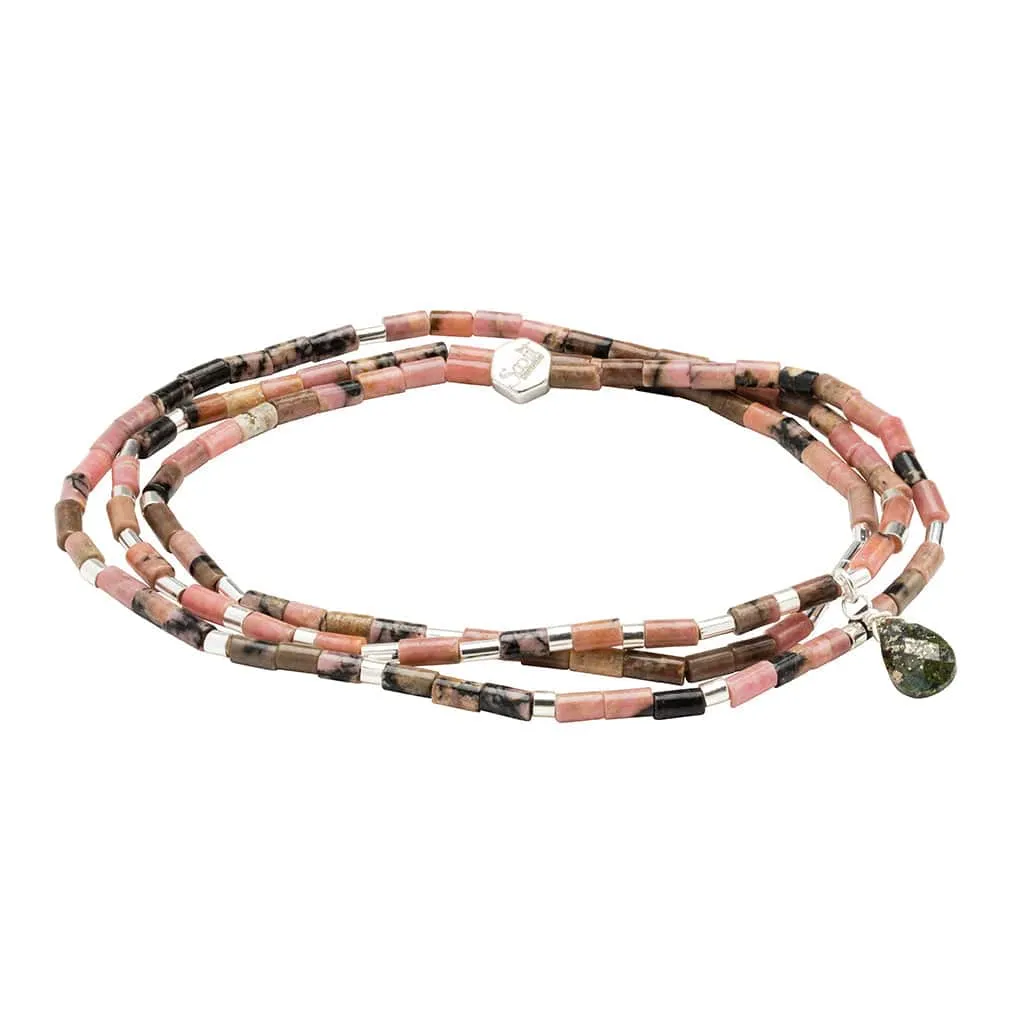 Scout Teardrop Stone Wrap Rhodonite/Pyrite/Silver