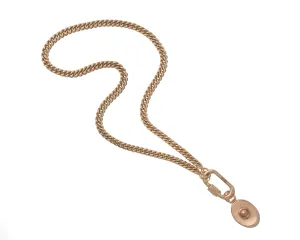 Self Involved Charm, Smooth with Gold Ball on a Gold Medium Lock with a Gold Heavy Curb Chain