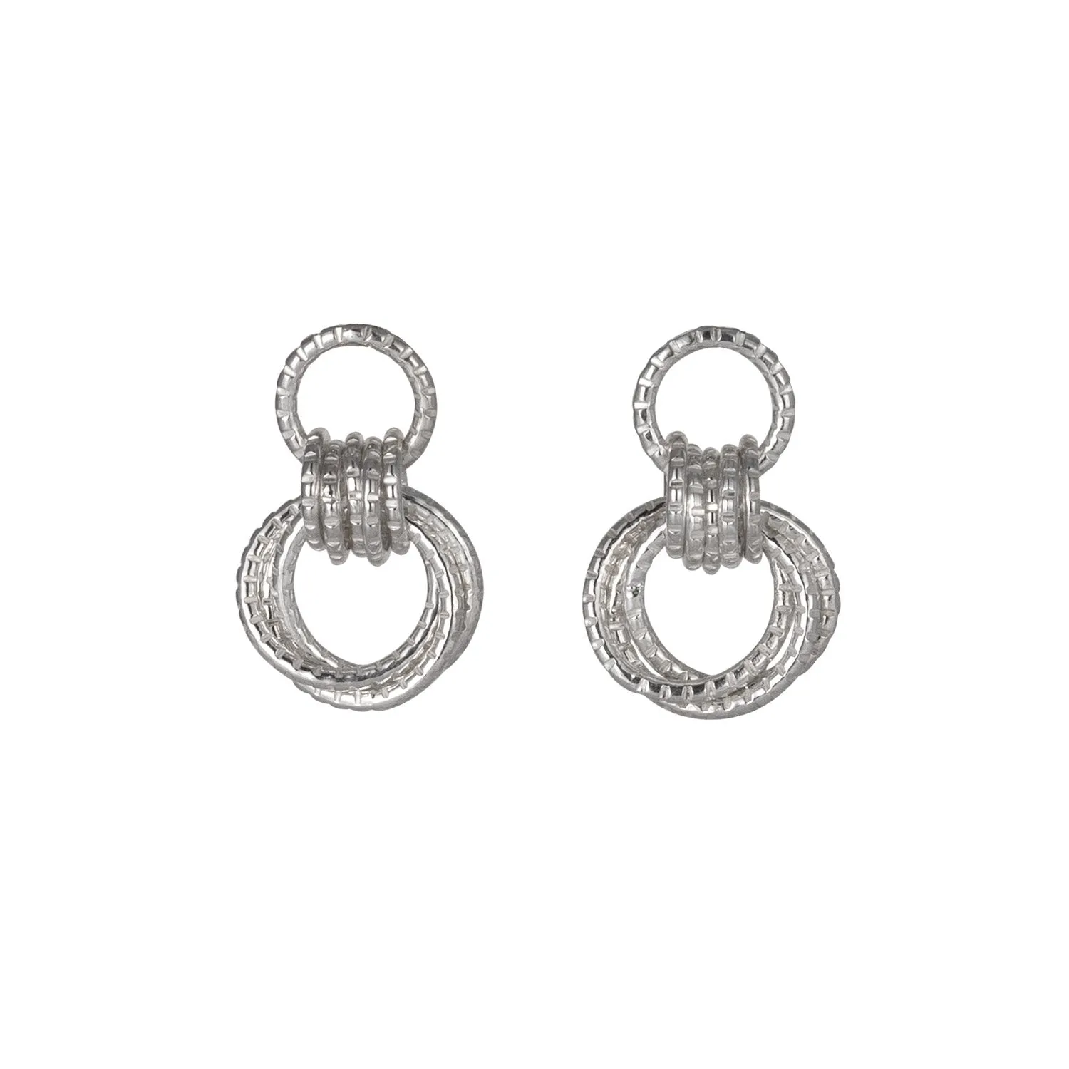 Serpentine Linked Loop Earrings - Silver