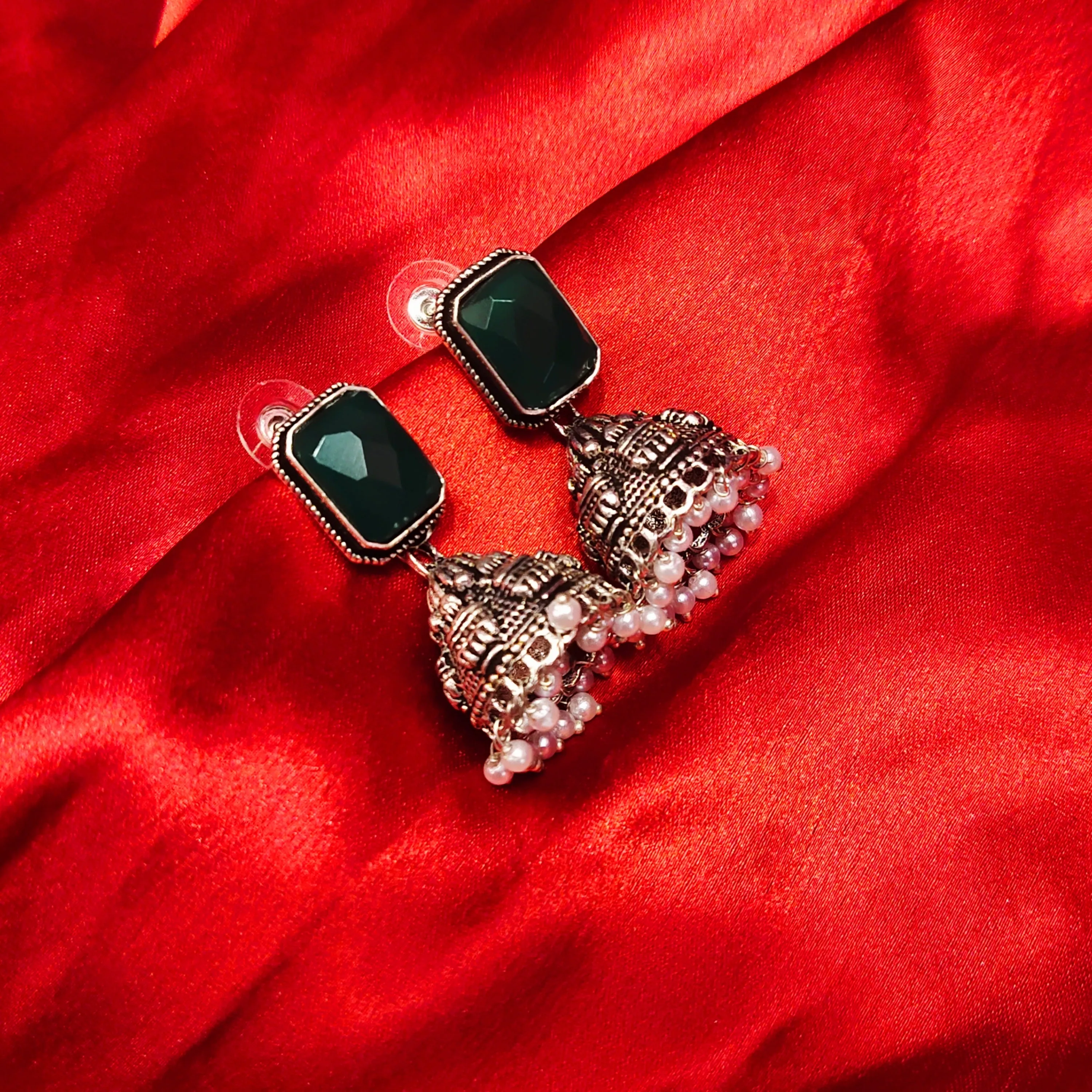 Shimmer with Style: Unveiling the Beauty of Oxidized Jermon Silver Jhumka Earrings by Asp Fashion Jewellery