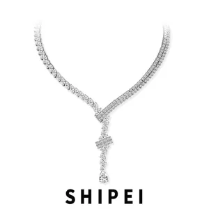 SHIPEI Luxury 925 Sterling Silver Marquise Pear Cut White Sapphire Gemstone Pendant Necklace For Women Wedding Fine Jewelry Gift