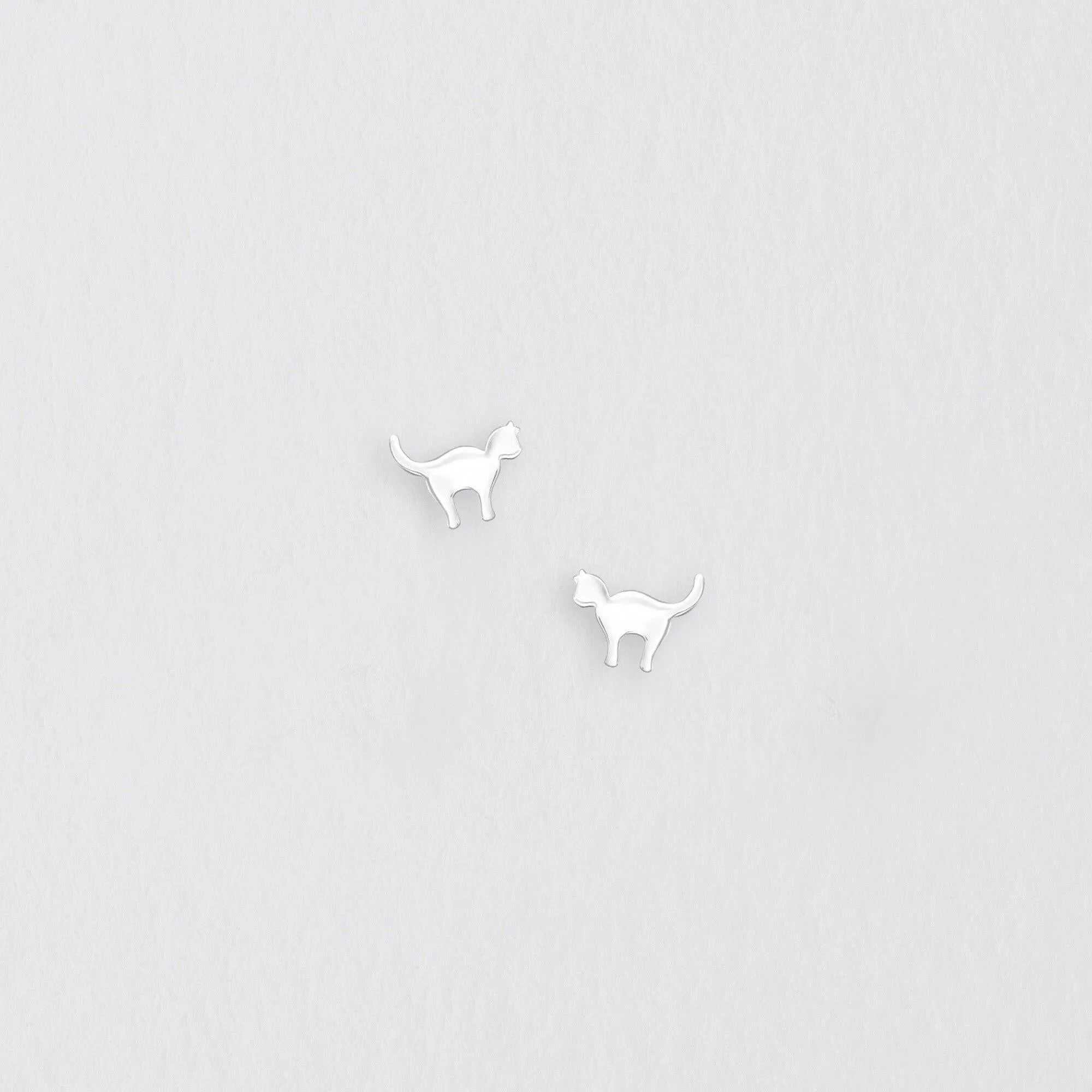 Silver Cat Stud Earrings - Minimalist Feline Jewelry for Cat Lovers  Handcrafted  Hypoallergenic