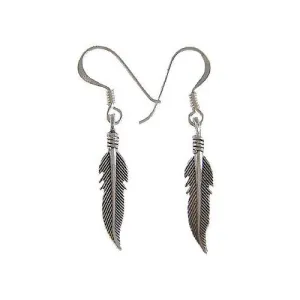 Silver Dangling Feather Earrings