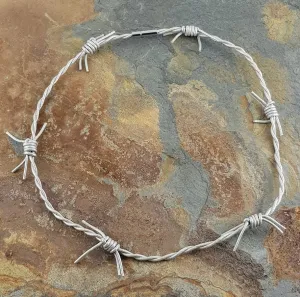 Silver leather Barbed wire Necklaces 6 sizes