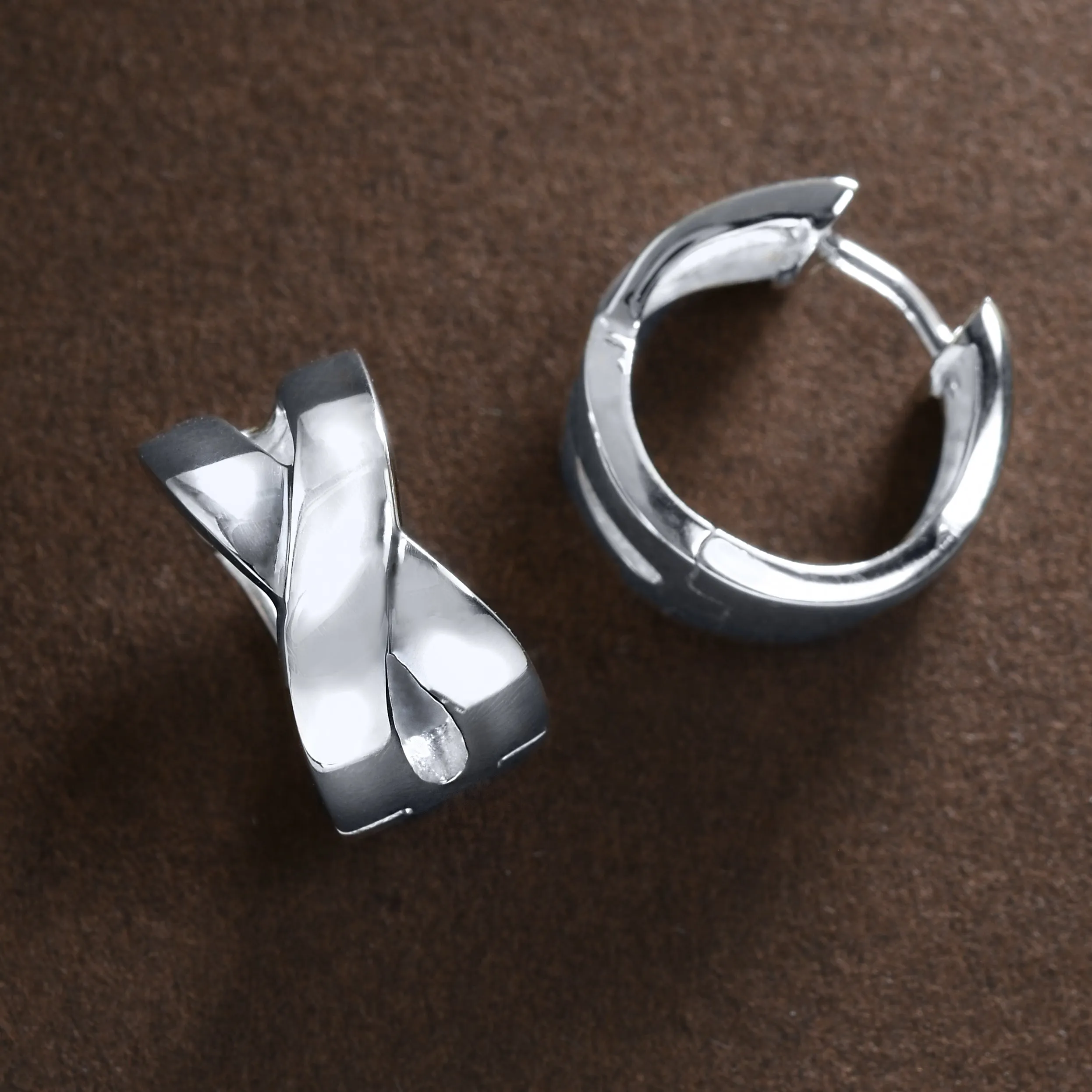 Silver "X" Hoops