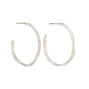 Silver Ripple Hoops