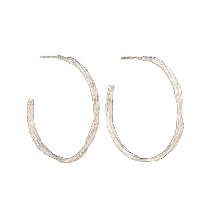 Silver Ripple Hoops