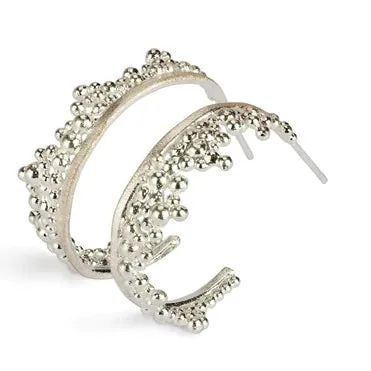 Silver Scattered Crown Hoops