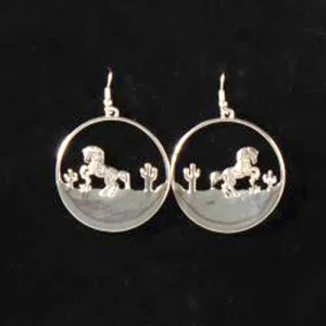 Silver Strike Horse & Cactus Earrings