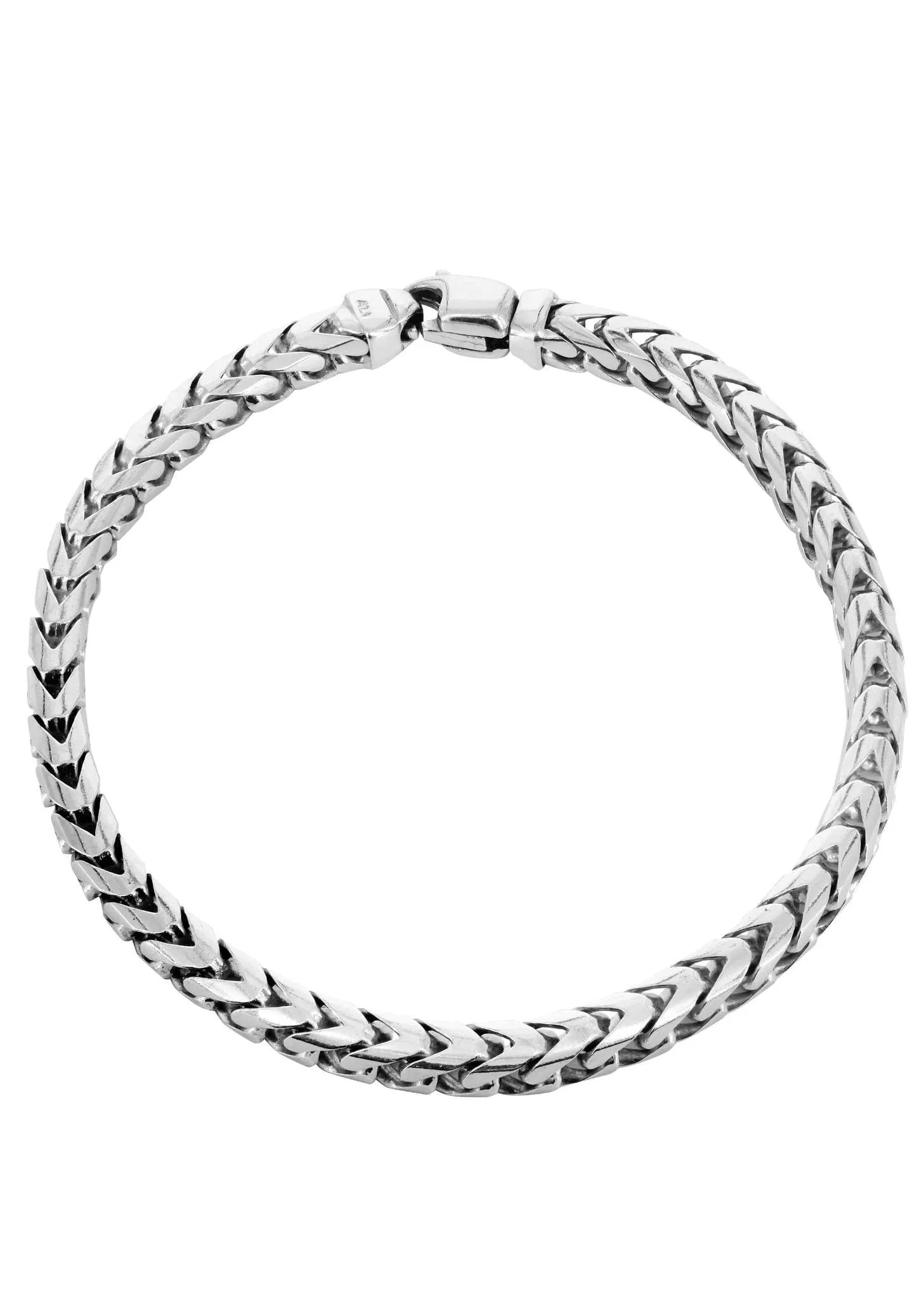 Solid Mens Franco Bracelet 10K/14K White Gold