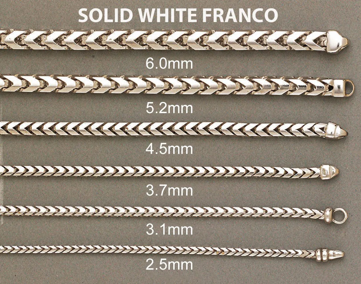 Solid Mens Franco Bracelet 10K/14K White Gold