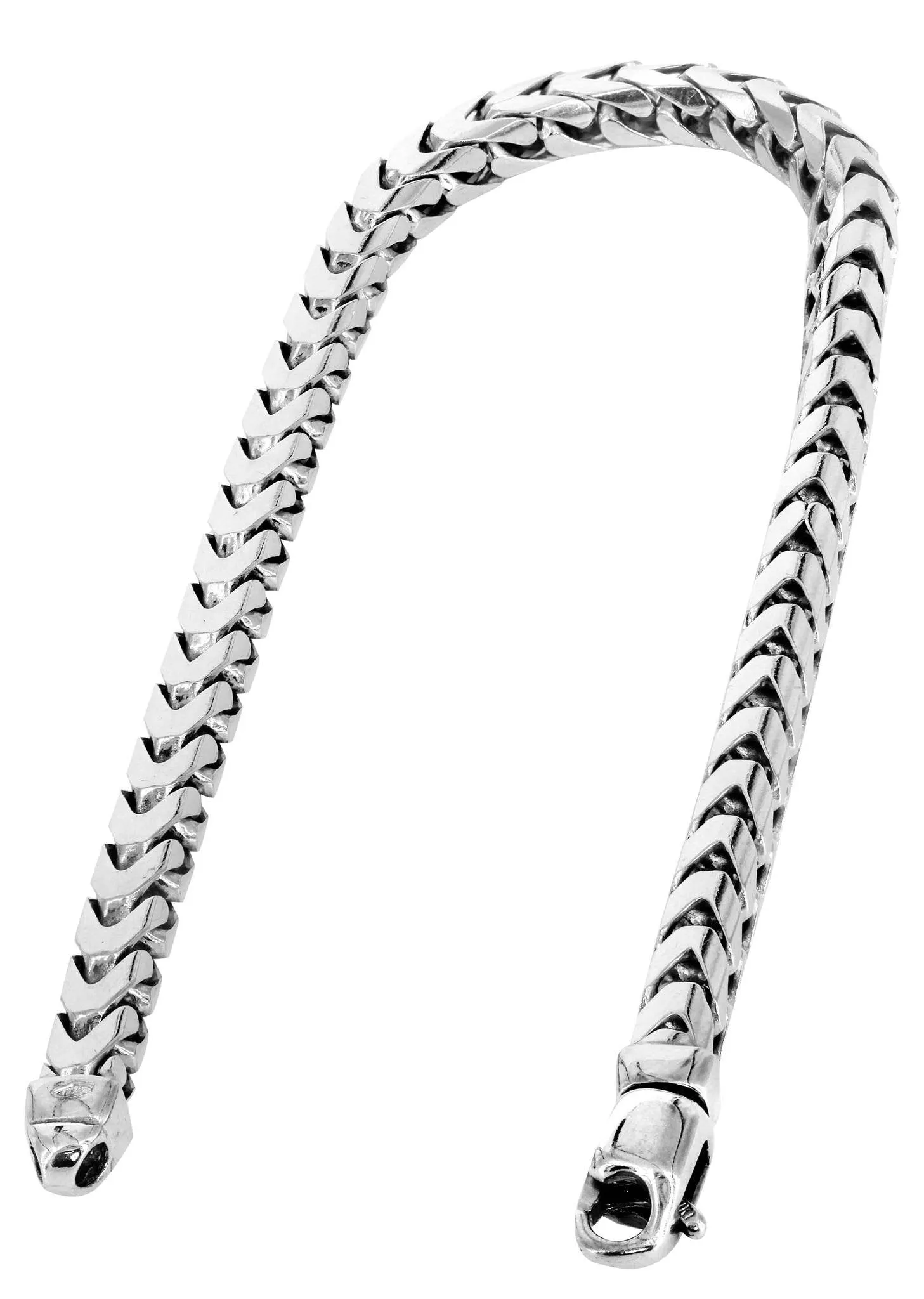 Solid Mens Franco Bracelet 10K/14K White Gold