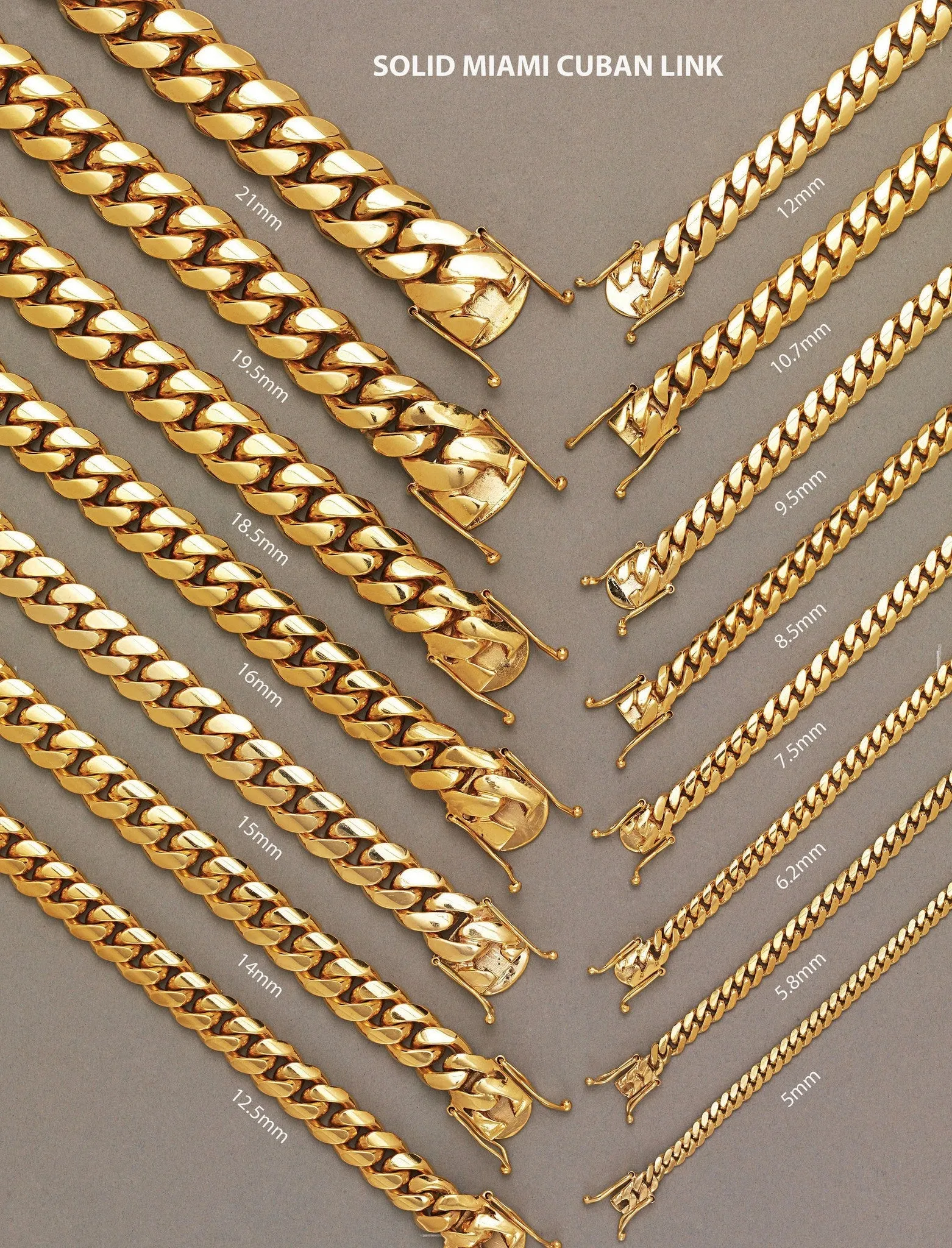 Solid Mens Miami Cuban Link Bracelet 10K Yellow Gold