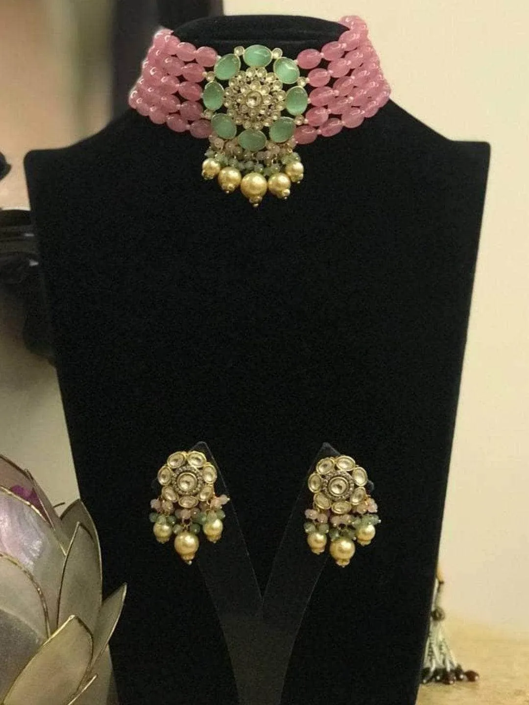 Sonal Chauhan In Precious Choker Beaded Necklace Set