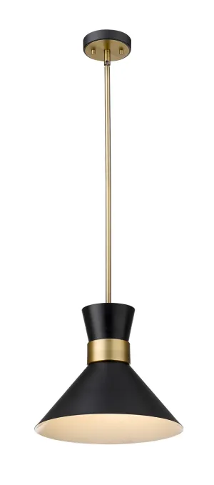 Soriano 1-Light Pendant in Matte Black & Heritage Brass