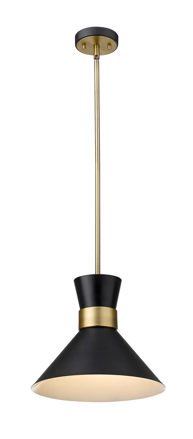 Soriano 1-Light Pendant in Matte Black & Heritage Brass