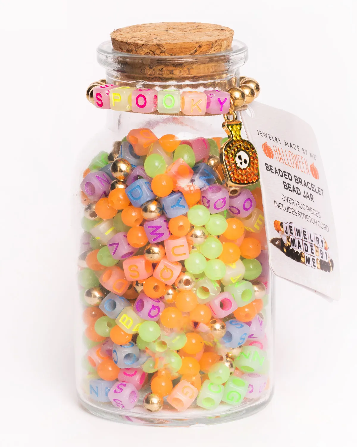 SPOOKY Glow in the Dark Block Letter Potion Bottle DIY Bead Jar with Charm