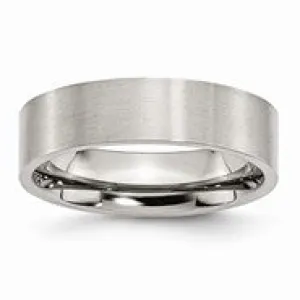 Stainless Steel Flat 6mm Brushed Wedding Band Ring