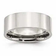 Stainless Steel Flat 8mm Polished Wedding Band Ring