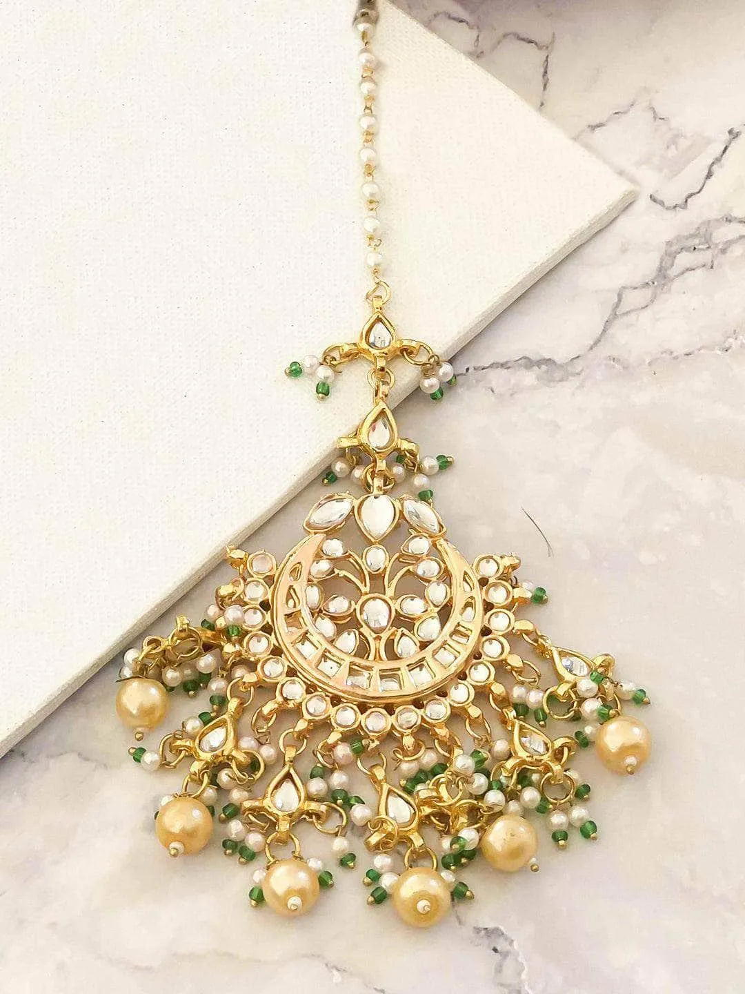 Statement Kundan Green Drops Choker